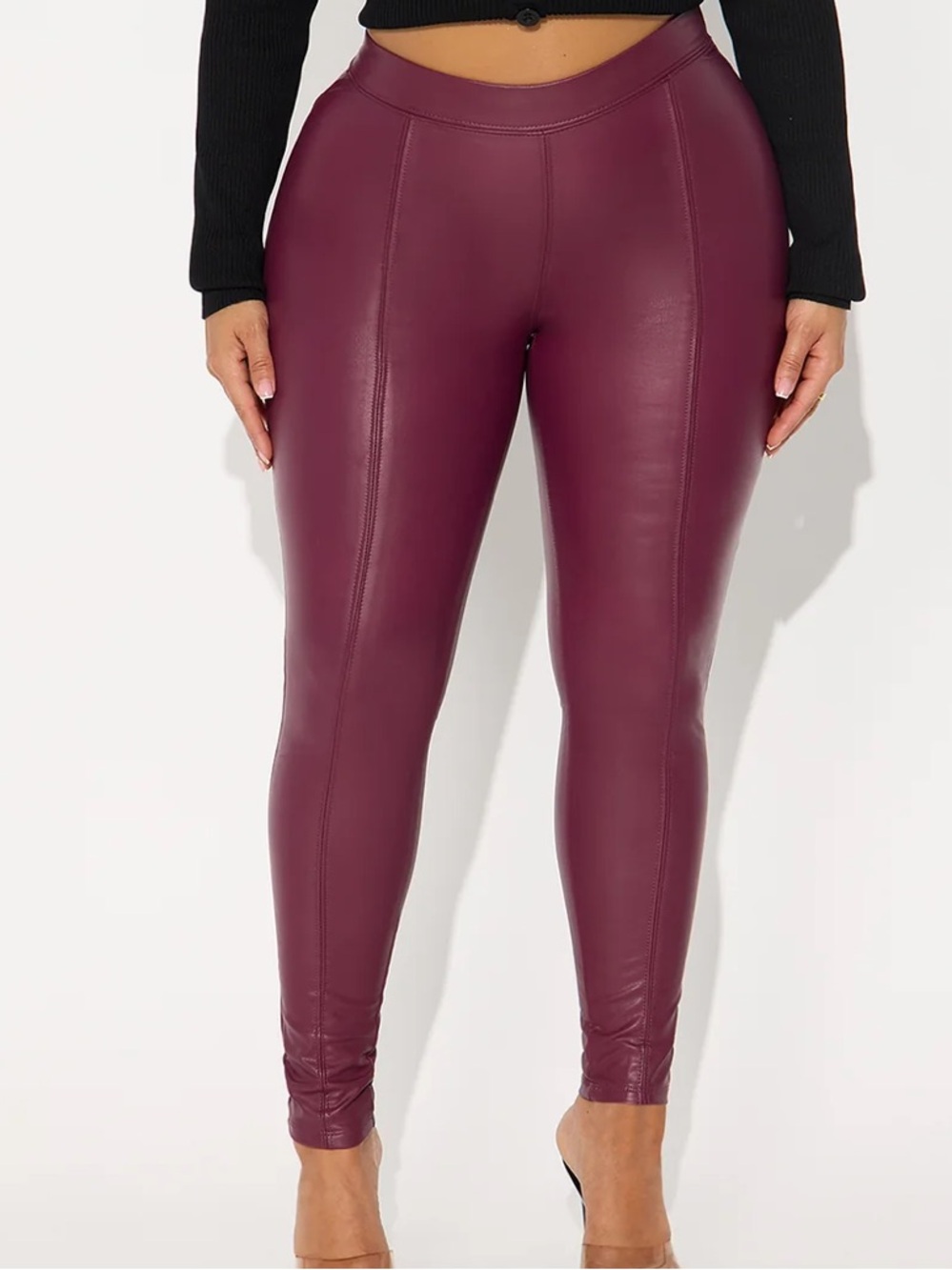 Fashion Nova Burgundy Faux Leather Leggings